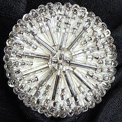 Vintage Crystal Beaded 1" Buttons from Japan, Super Sparkly, Set of 12, 1950's? #VB-22