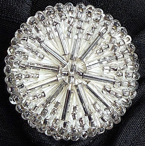 Vintage Crystal Beaded 1" Buttons from Japan, Super Sparkly, Set of 12, 1950's? #VB-22