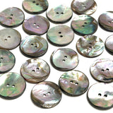 Re-Stocked, Classic Rainbow-Kissed Abalone Neutrals, Fairly Smooth, 1" Two-Hole Button 25mm  Pack of FIVE  #KB-924