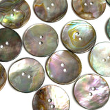 Re-Stocked, Classic Rainbow-Kissed Abalone Neutrals, Fairly Smooth, 1" Two-Hole Button 25mm  Pack of FIVE  #KB-924