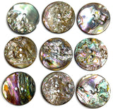 THREE High Drama Glitter Texture Rainbow Abalone 1" Two-Hole Button 25mm, Pack of 3 #KB-923-3