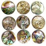 THREE High Drama Glitter Texture Rainbow Abalone 1" Two-Hole Button 25mm, Pack of 3 #KB-923-3
