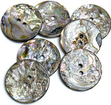 THREE High Drama Glitter Texture Rainbow Abalone 1" Two-Hole Button 25mm, Pack of 3 #KB-923-3
