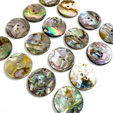 Classic Rainbow-Kissed Abalone Medium Drama/Texture, 1" Two-Hole Button 25mm  Pack of 3  #KB-969-3