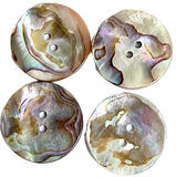 Classic Rainbow-Kissed Abalone Medium Drama/Texture, 1" Two-Hole Button 25mm  Pack of 3  #KB-969-3