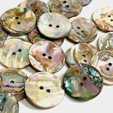 Classic Rainbow-Kissed Abalone Medium Drama/Texture, 1" Two-Hole Button 25mm  Pack of 3  #KB-969-3
