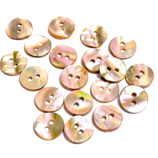Champagne Abalone Glow 7/16" 2-Hole 11mm Buttons, Pack of 12  #KB-970-12