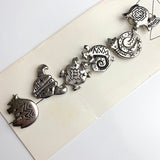 Vintage Southwest SET of SIX ANIMALS Button Covers on Original Card, Nony NY, 1990's #MV-58