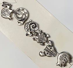 Vintage Southwest SET of SIX ANIMALS Button Covers on Original Card, Nony NY, 1990's #MV-58
