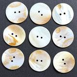 Butterscotch + White River Shell 1" Pearl Round 2-Hole Buttons, 25mm, PACK OF 4  #LP-148-4