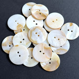 Butterscotch + White River Shell 1" Pearl Round 2-Hole Buttons, 25mm, PACK OF 4  #LP-148-4
