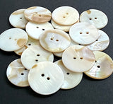 Butterscotch + White River Shell 1" Pearl Round 2-Hole Buttons, 25mm, PACK OF 4  #LP-148-4