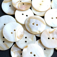 Butterscotch + White River Shell 1" Pearl Round 2-Hole Buttons, 25mm, PACK OF 4  #LP-148-4