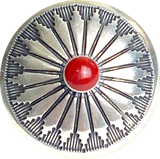 STERLING PRONG BACK 5/8" Mesa Sunflower Concho with Faux Coral "Stone'  #SW-403