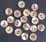 Intensely Lustrous Semi-Rustic Pearl Champagne Beige Abalone MOP Glow 7/16" 2-Hole 11mm Buttons, Pack of 12  #KB-970-12