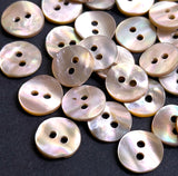 Intensely Lustrous Semi-Rustic Pearl Champagne Beige Abalone MOP Glow 7/16" 2-Hole 11mm Buttons, Pack of 12  #KB-970-12