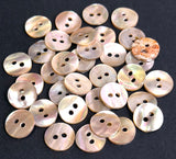 Intensely Lustrous Semi-Rustic Pearl Champagne Beige Abalone MOP Glow 7/16" 2-Hole 11mm Buttons, Pack of 12  #KB-970-12