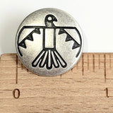 Re-Stocked, Thunderbird Button, Silver and Black Metal, 3/4" Shank Back #SWC-1