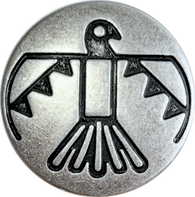 Re-Stocked, Thunderbird Button, Silver and Black Metal, 3/4" Shank Back #SWC-1