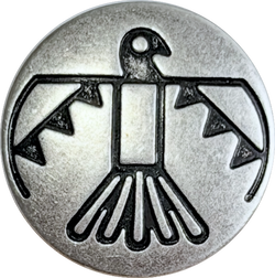 Re-Stocked, Thunderbird Button, Silver and Black Metal, 3/4" Shank Back,  Pack of 2   #SWC-1-2