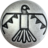 Re-Stocked, Thunderbird Button, Silver and Black Metal, 3/4" Shank Back #SWC-1