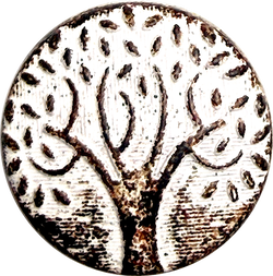 Re-Stocked, Tree of Life Rust/White 1" Old-Looking Metal Button with Shank Back, Pack of 2  #SWC-29-2