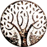 Re-Stocked, Tree of Life Rust/White 1" Old-Looking Metal Button with Shank Back #SWC-29