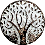 Re-Stocked, Tree of Life Rust/White 1" Old-Looking Metal Button with Shank Back #SWC-29