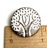 Re-Stocked, Tree of Life Rust/White 1" Old-Looking Metal Button with Shank Back #SWC-29