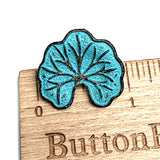 Re-Stocked, Lotus Leaf Blue/Copper Metal Shank Back Button 1"   #SWC-28