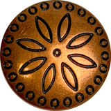 Re-Stocked, Circles Around Flower Copper/Black Southwest Style Button, 11/16" Shank Back, Pack of THREE  # SWC-10-3