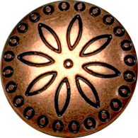 Re-Stocked, Circles Around Flower Copper/Black Southwest Style Button, 11/16" Shank Back, Pack of THREE  # SWC-10-3