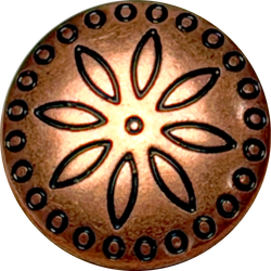 Re-Stocked, Circles Around Flower Copper/Black Southwest Style Button, 11/16" Shank Back, Pack of THREE  # SWC-10-3