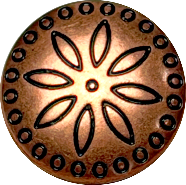 Re-Stocked, Circles Around Flower Copper/Black Southwest Style Button, 11/16" Shank Back, Pack of THREE  # SWC-10-3