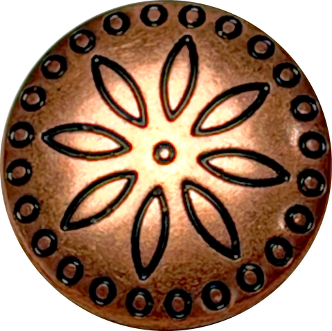 Re-Stocked, Circles Around Flower Copper/Black Southwest Style Button, 11/16" Shank Back, Pack of THREE  # SWC-10-3