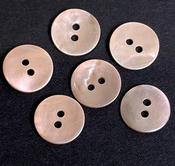1/2" Pale Pink Pearl Metallic-Look Lustrous Shell 2-hole 13mm Button, Pack of Six, #D-193-6