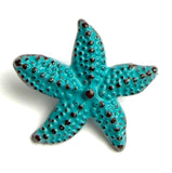 Re-Stocked, Starfish Turquoise Patina 3/4" Button Sea Star Shank Back, Pack of Two    #SWC-46-2