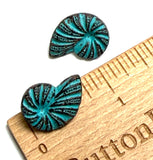 Re-Stocked Ammonite or Nautilus 3/4" Metal Button, Turquoise/Copper Patina, Pack of 2   #SWC-33-2