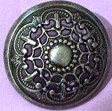 Silver-Gray Filigree Openwork Metal Button 7/8" Shank Back, Pack of Two #SWC-34-2