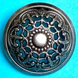 Silver-Gray Filigree Openwork Metal Button 7/8" Shank Back, Pack of Two #SWC-34-2