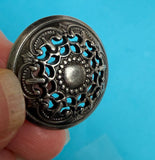 Silver-Gray Filigree Openwork Metal Button 7/8" Shank Back, Pack of Two #SWC-34-2