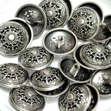 Silver-Gray Filigree Openwork Metal Button 7/8" Shank Back, Pack of Two #SWC-34-2