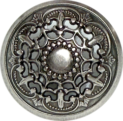 Silver-Gray Filigree Openwork Metal Button 7/8" Shank Back, Pack of Two #SWC-34-2