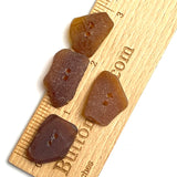 Set of Four Amber-Brown Genuine Sea Glass Buttons Roughly 7/8" # BCH-92