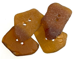 Four Amber-Brown Genuine Sea Glass Buttons Roughly 7/8" # BCH-92