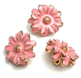 Re-Stocked Pink Flower Button, 1/2" Shiny Enamel, Pack of TWO  #SWC-82-2