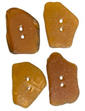 Set of Four Amber-Brown Genuine Sea Glass Buttons Roughly 7/8" # BCH-92