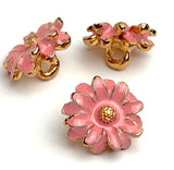 Re-Stocked Pink Flower Button, 1/2" Shiny Enamel, Pack of TWO  #SWC-82-2