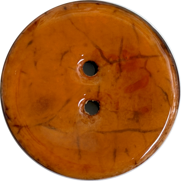 Re-Stocked, Pumpkin Pie Shiny Coconut 1-1/8" 2-Hole Button 28mm, Pack of TWO  #SWC-114-2