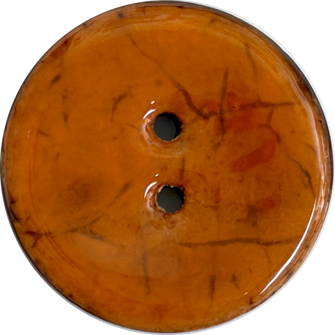 Re-Stocked, Pumpkin Pie Shiny Coconut 1-1/8" 2-Hole Button 28mm, Pack of TWO  #SWC-114-2